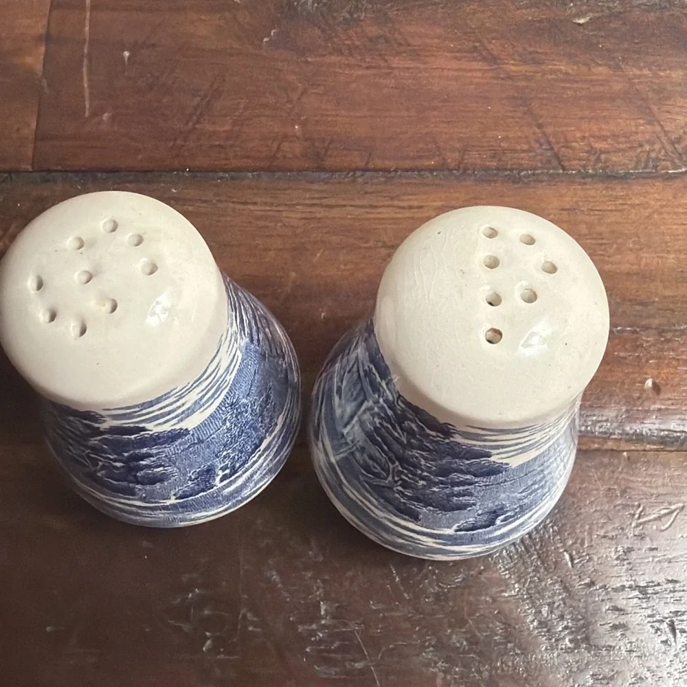 Vintage Staffordshire Liberty Blue Ironstone Salt & Pepper Shakers England